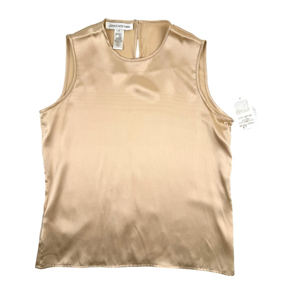 Vintage 90s Jones New York Silk Shell Relaxed Fit Womens 4 Champagne NWT Minimal